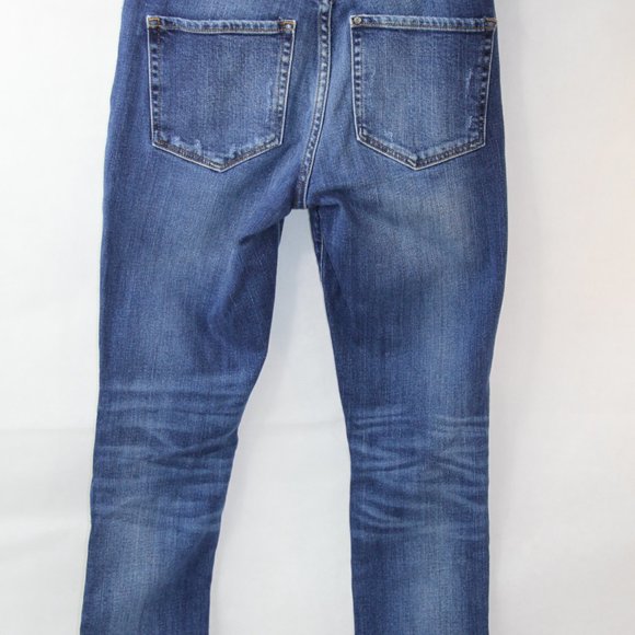 H&M &DENIM SKINNY HIGH WAIST DENIM JEANS SZ 28 DISTRESSED WOMENS RAW HEM COTTON - Picture 13 of 16